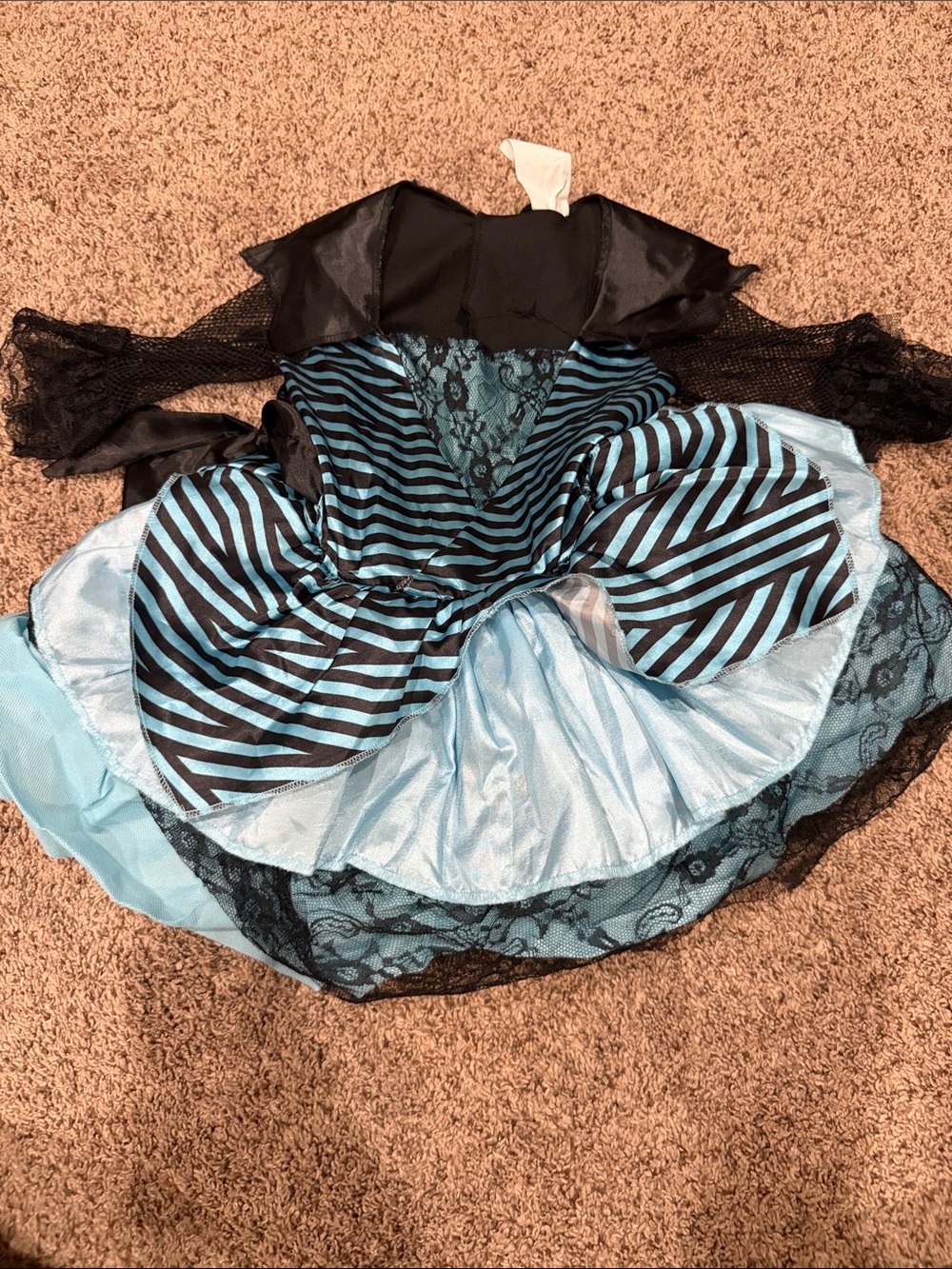 Blue and Black Girls' Striped Party Costume Dress
